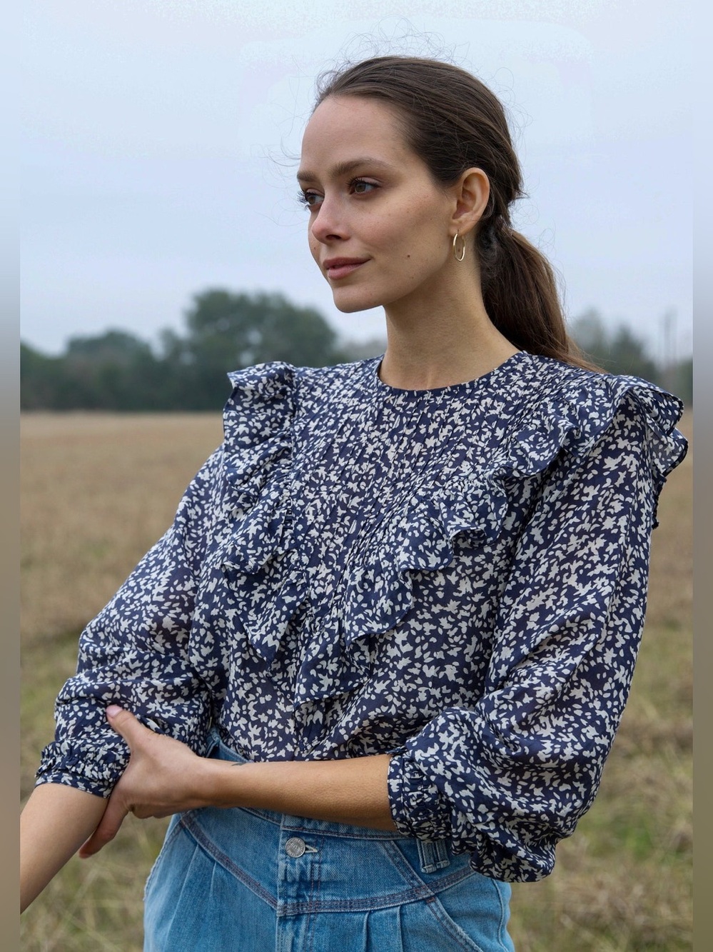 Mirth Farrar Floral Ruffled Blouse